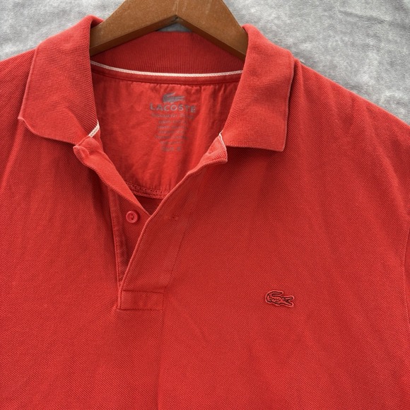 Lacoste Polo Mens Size 6 XL Red Garment Dyed Cotton - Picture 1 of 4
